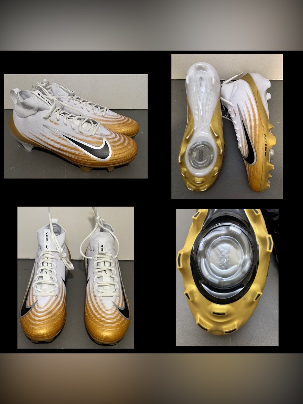 Nike Air Zoom Vapor Pro 1 Football Cleats White Gold Men's 14 NEW NO BOX!
